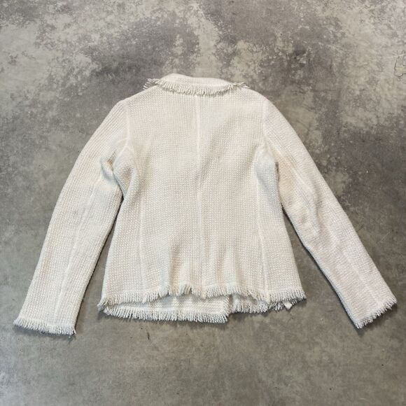 Gerard Darel‎ Sweater Womens 8 Cream Cardigan Virgin Wool Blend Poland Knit - Picture 5 of 9